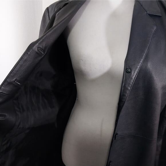 JOHN PAUL RICHARD/UNIFORM! BLACK GENUINE LEATHER LONG TAILORED JACKET! SZ 10 - Picture 6 of 13